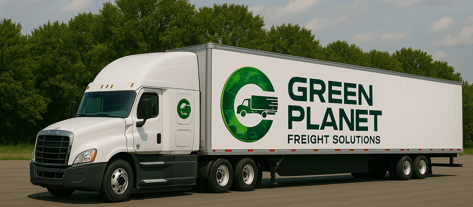 Green planet logo on truck